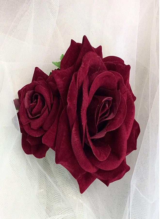 Kriccio Flower Hair Combs, Rose Flower Bohemia Hairpin Bride Costume Hair Decor for Party Wedding Wine Red - Image 2